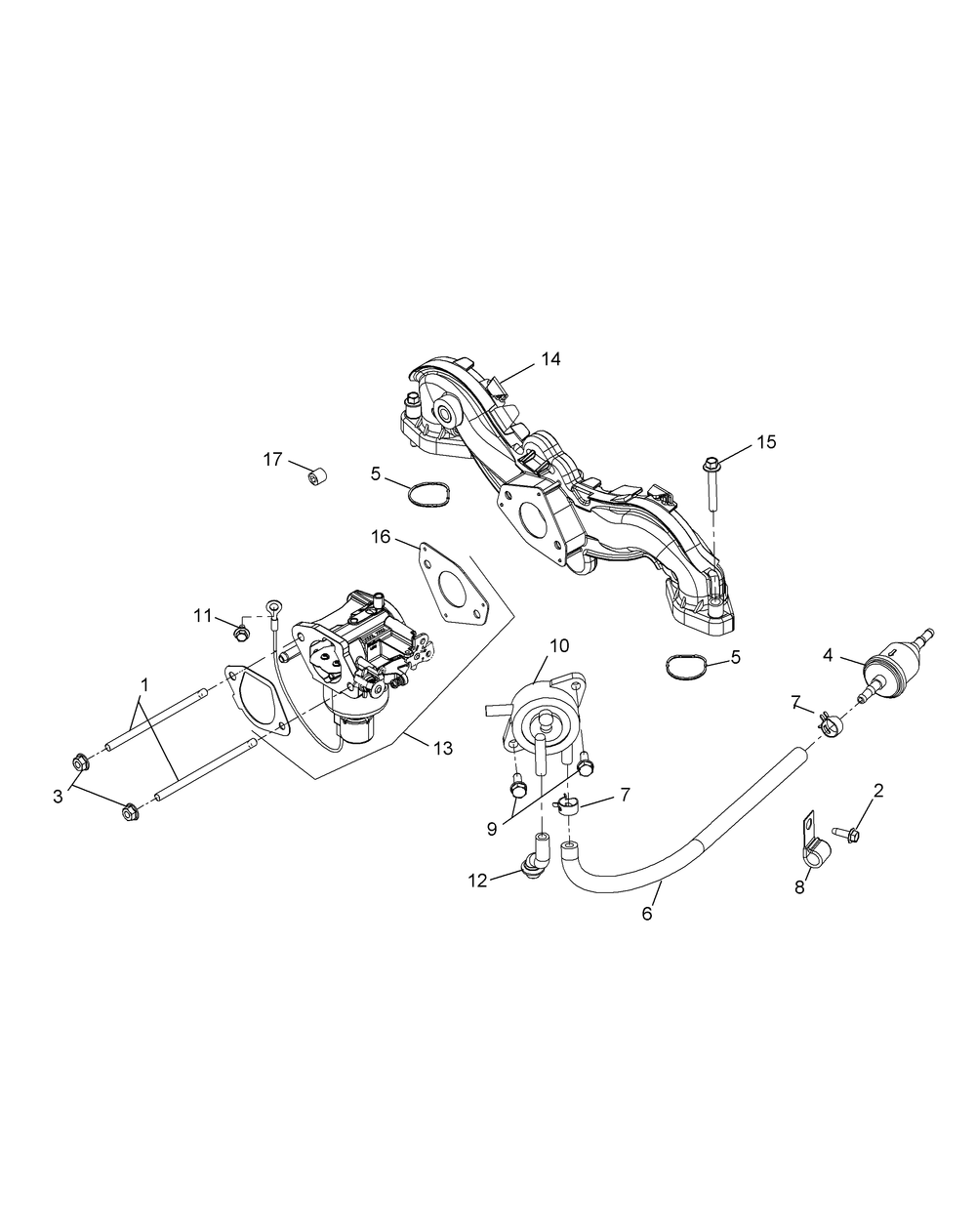 Kohler Kt735-3017 Fuel System Diagram and Parts List for Z-FORCEL48 (17CSDALB009-17CSDALB010)(2015) Cub Cadet Lawn Tractor